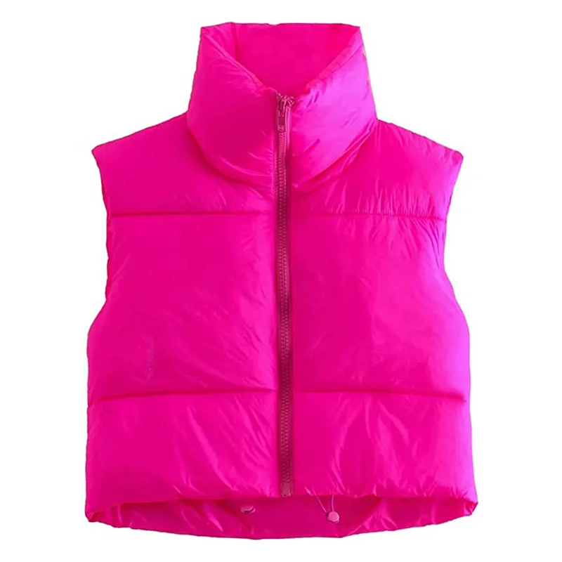 Warm Women’s Puffer Vest - Cropped Boxy, Polyester, Winter - Image 34