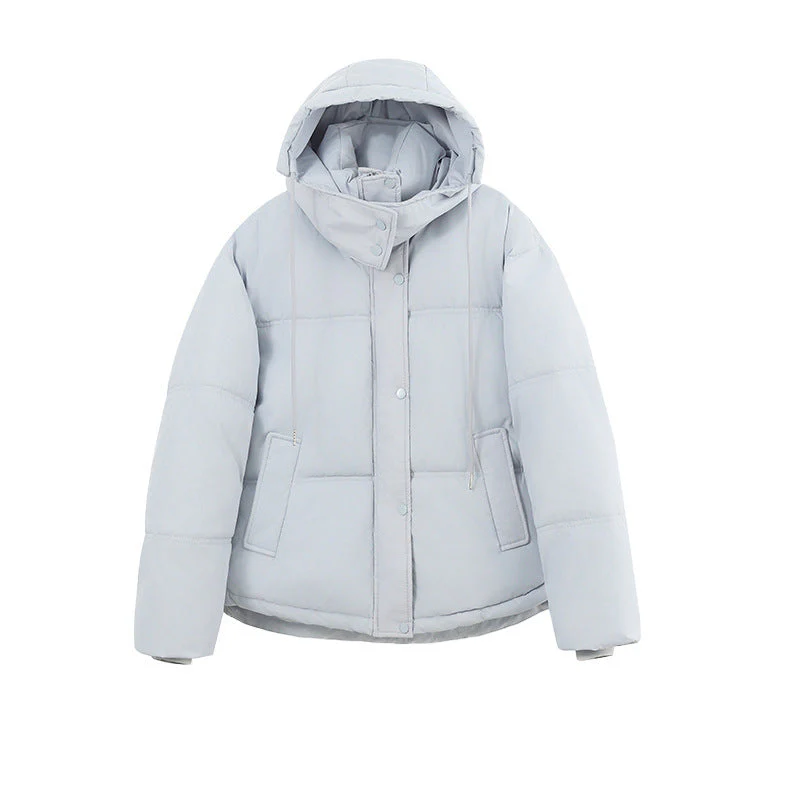 Warm Women’s Short Puffer Jacket - Loose Cotton Hooded - Image 2