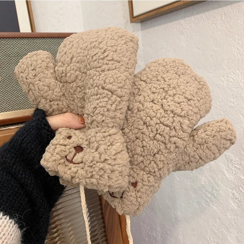 Warm Women’s Teddy Mittens - Chunky Sherpa Plush, Winter - Image 5