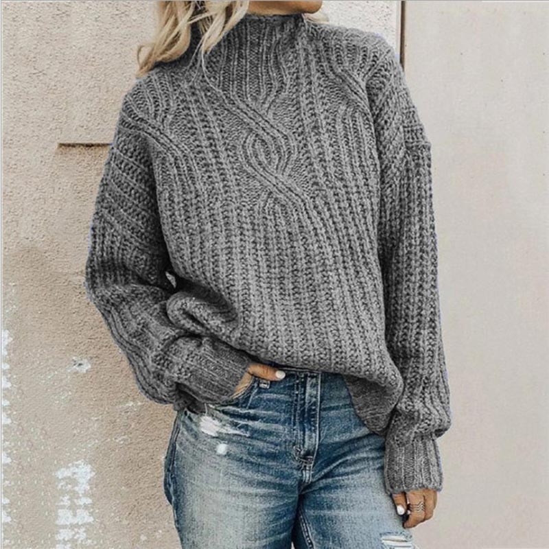 Warm Women's Turtleneck Sweater - Oversized Cable Knit - Image 3