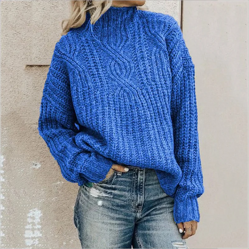 Warm Women's Turtleneck Sweater - Oversized Cable Knit - Image 4