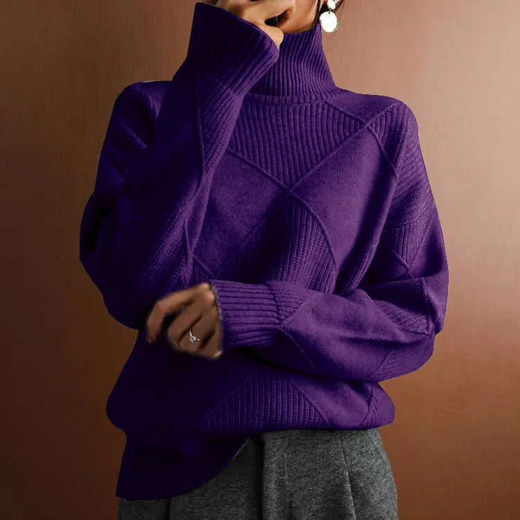 Warm Women’s Turtleneck Sweater - Relaxed, Textured Knit - Image 5