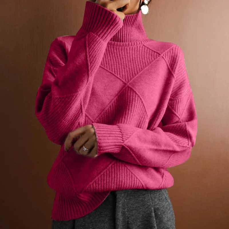 Warm Women’s Turtleneck Sweater - Relaxed, Textured Knit - Image 6
