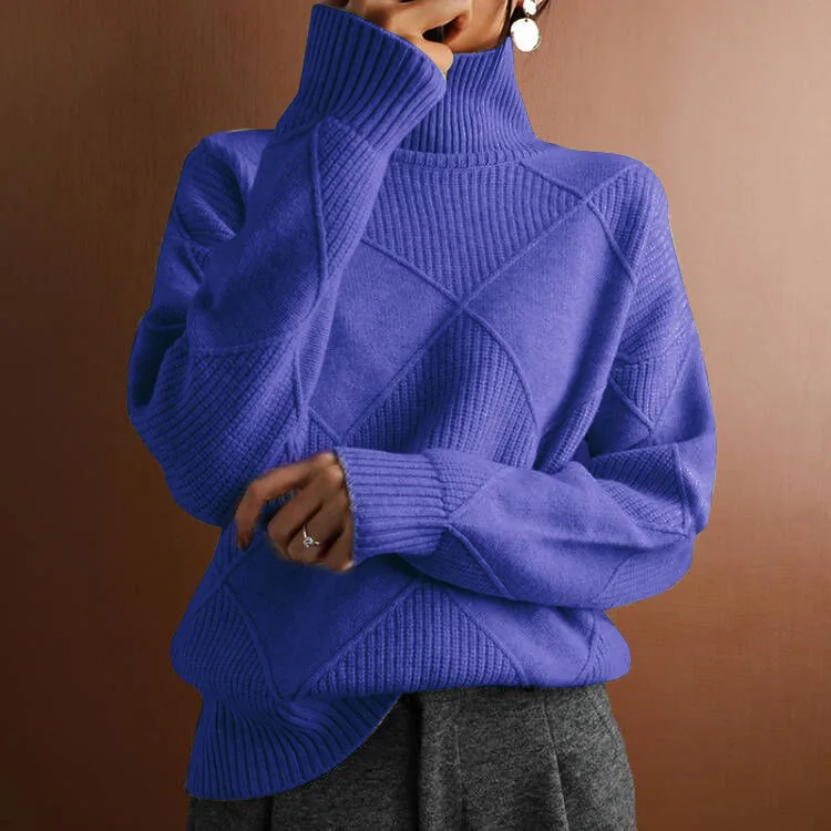 Warm Women’s Turtleneck Sweater - Relaxed, Textured Knit - Image 8