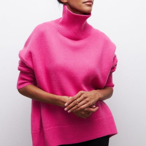 Warm Women's Turtleneck Sweater - Relaxed Wool Blend - Image 2