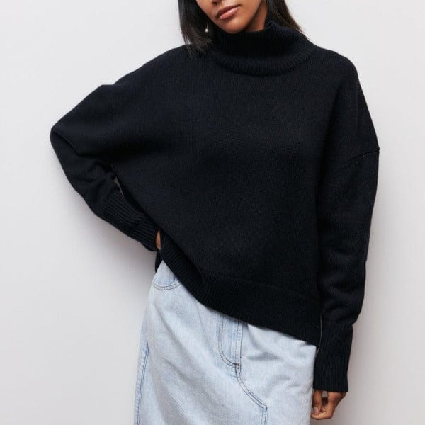 Warm Women's Turtleneck Sweater - Relaxed Wool Blend - Image 3