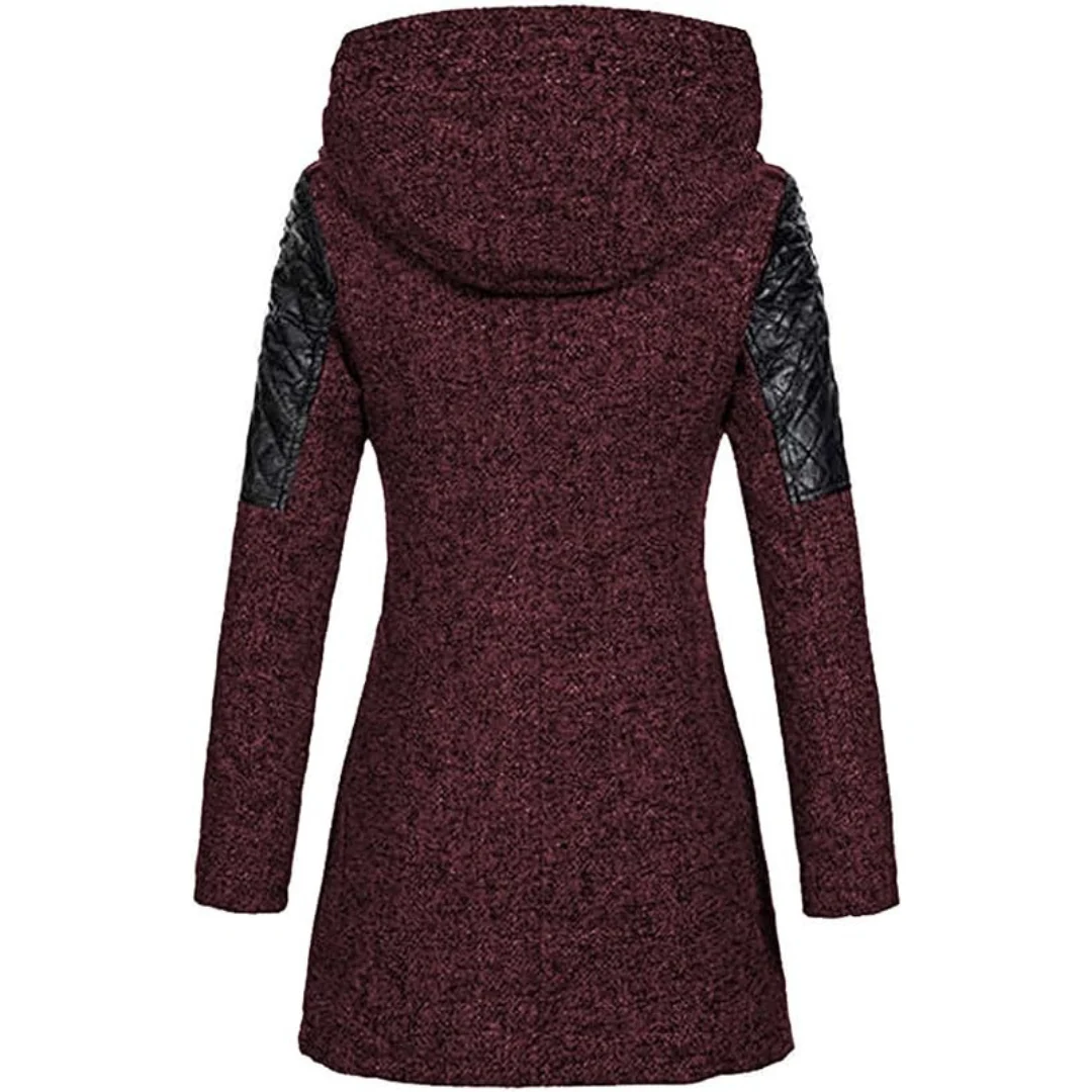 Warm Women's Winter Coat - Asymmetric Zip, Cotton Blend - Image 2