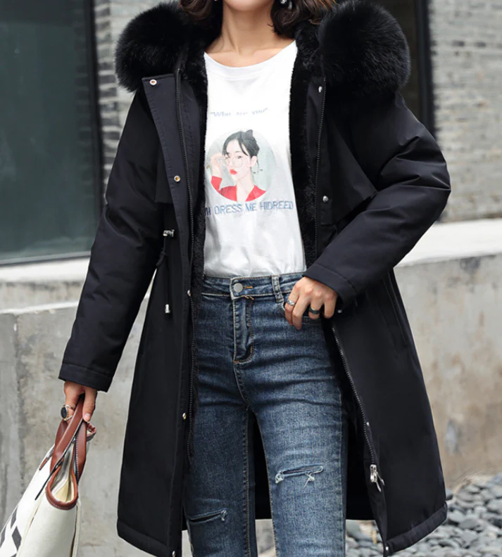 Warm Women’s Winter Coat - Relaxed A Line, Faux Fur, City - Image 9