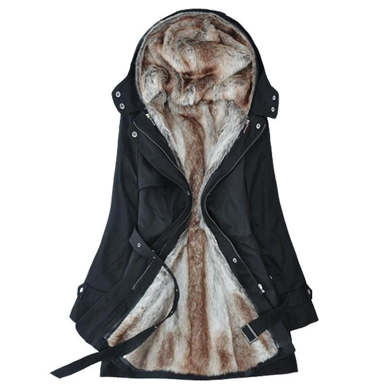Warm Women's Winter Coat - Tailored Mid Thigh, Hooded - Image 2