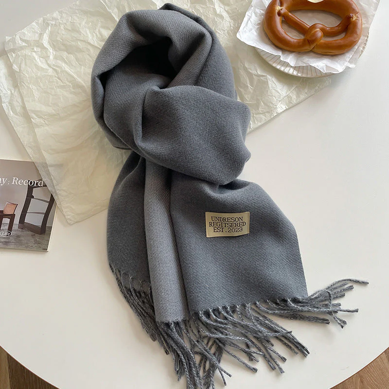 Warm Women Scarf - Reversible Fringed Cashmere Winter - Image 10