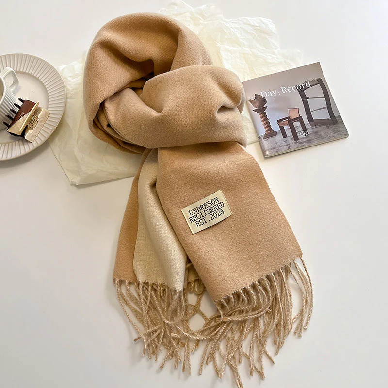 Warm Women Scarf - Reversible Fringed Cashmere Winter - Image 11