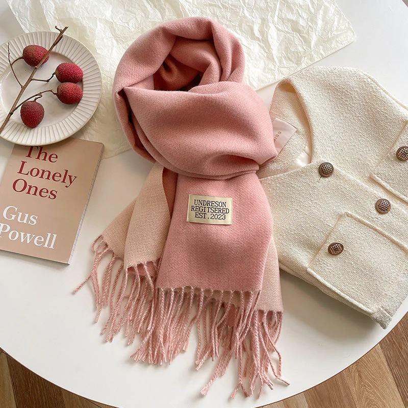 Warm Women Scarf - Reversible Fringed Cashmere Winter - Image 14