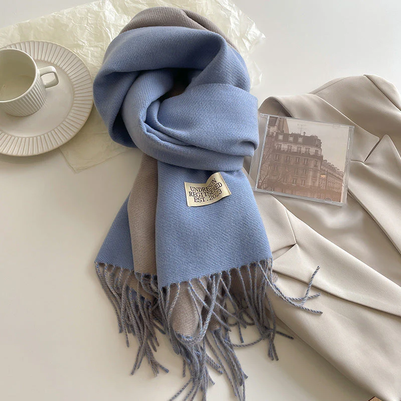 Warm Women Scarf - Reversible Fringed Cashmere Winter - Image 17