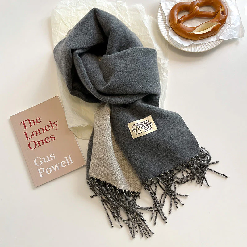 Warm Women Scarf - Reversible Fringed Cashmere Winter - Image 3