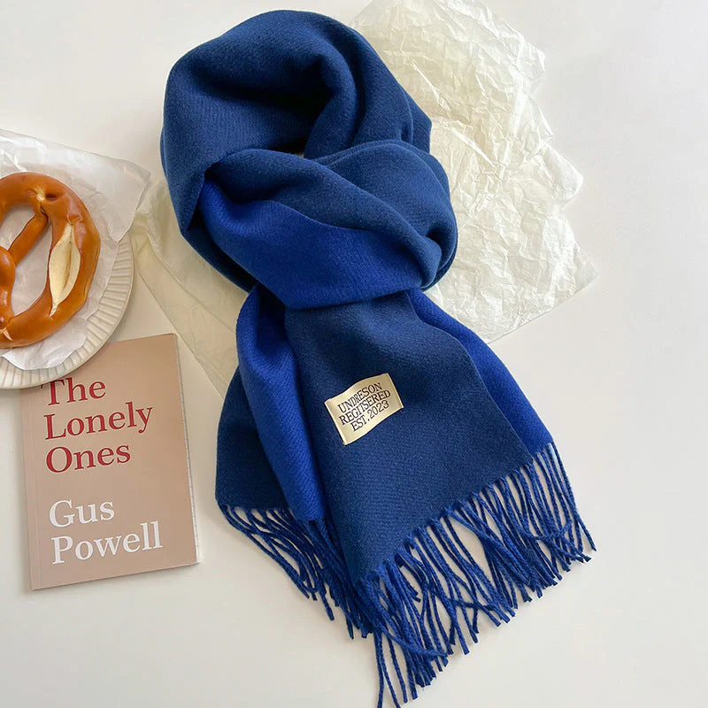 Warm Women Scarf - Reversible Fringed Cashmere Winter - Image 4