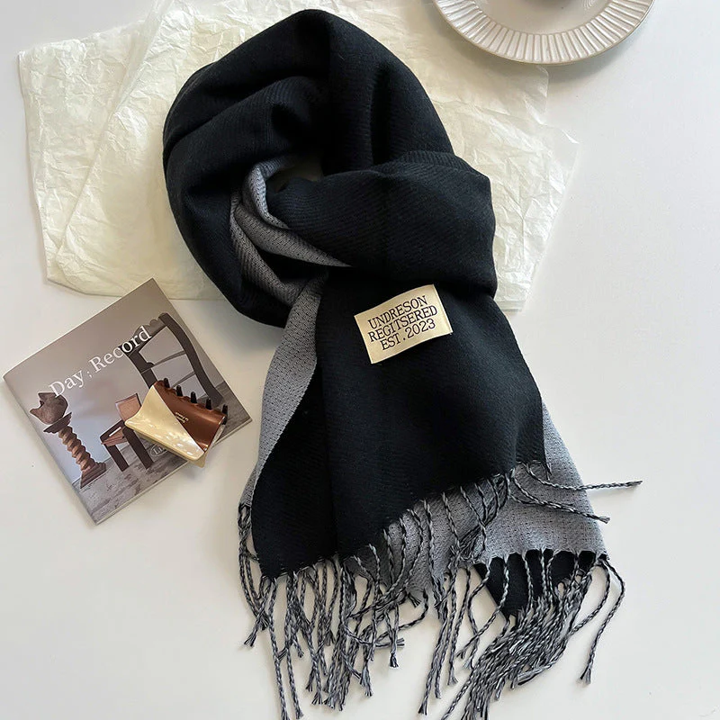 Warm Women Scarf - Reversible Fringed Cashmere Winter - Image 5