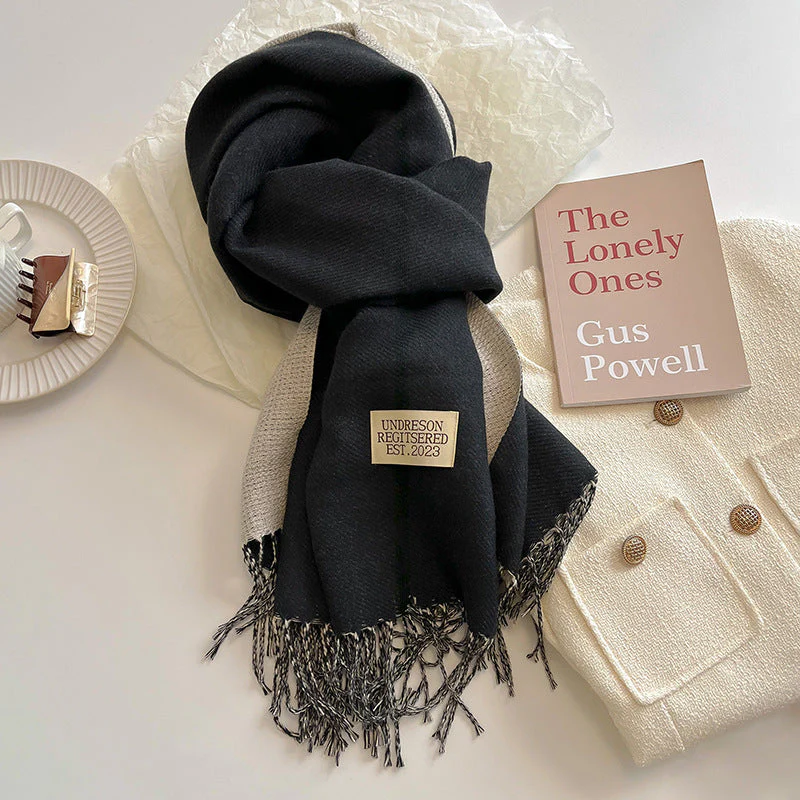 Warm Women Scarf - Reversible Fringed Cashmere Winter - Image 7