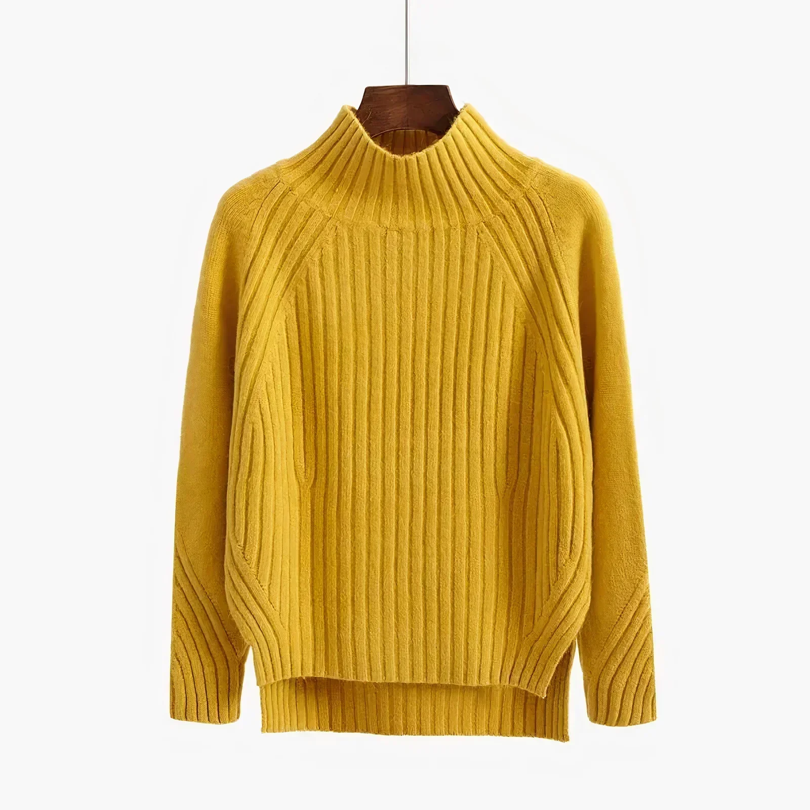 Warm Women Turtleneck Sweater - Relaxed Ribbed Knit Fall - Image 5