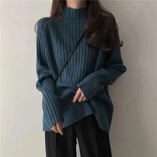 Warm Women Turtleneck Sweater - Ribbed Knit Wool For Winter - Image 4