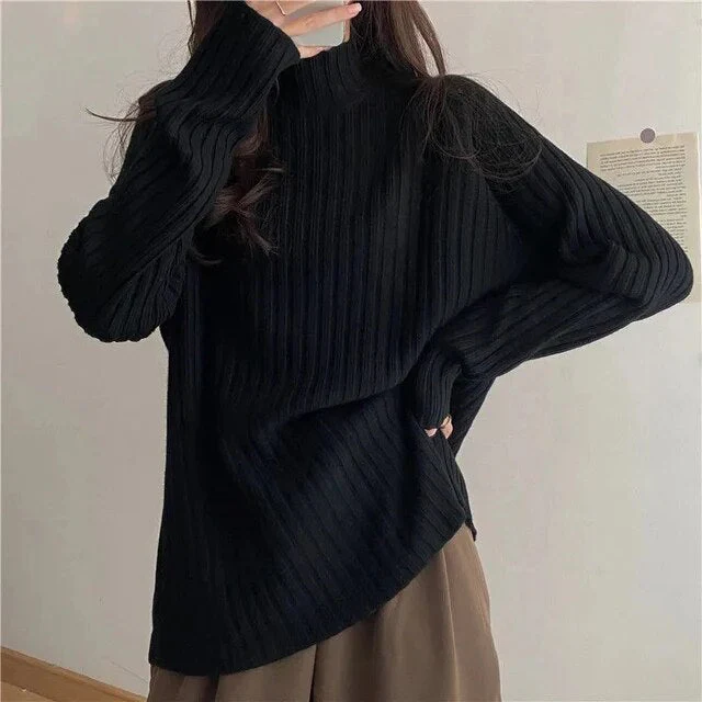 Warm Women Turtleneck Sweater - Ribbed Knit Wool For Winter - Image 5
