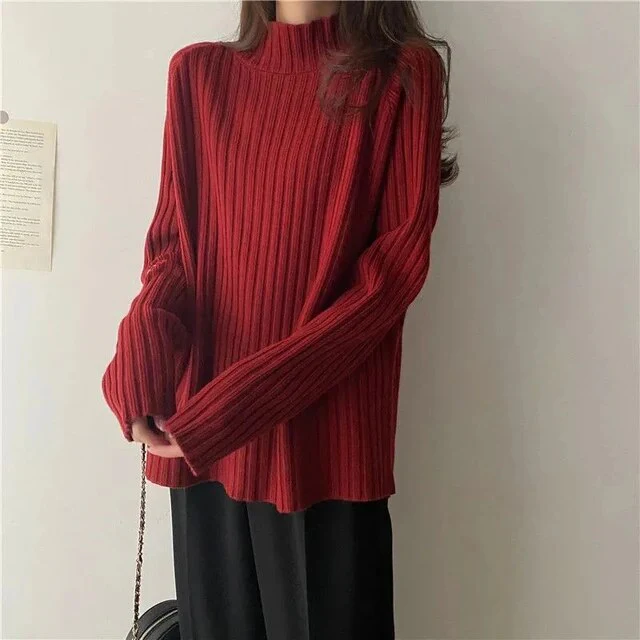 Warm Women Turtleneck Sweater - Ribbed Knit Wool For Winter - Image 6