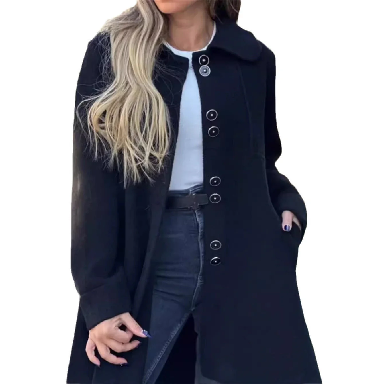 Warm Women Wool Coat - A Line, Polar Fleece, For Winter - Image 3