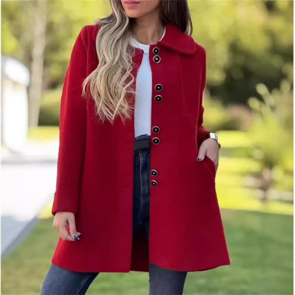 Warm Women Wool Coat - A Line, Polar Fleece, For Winter - Image 5