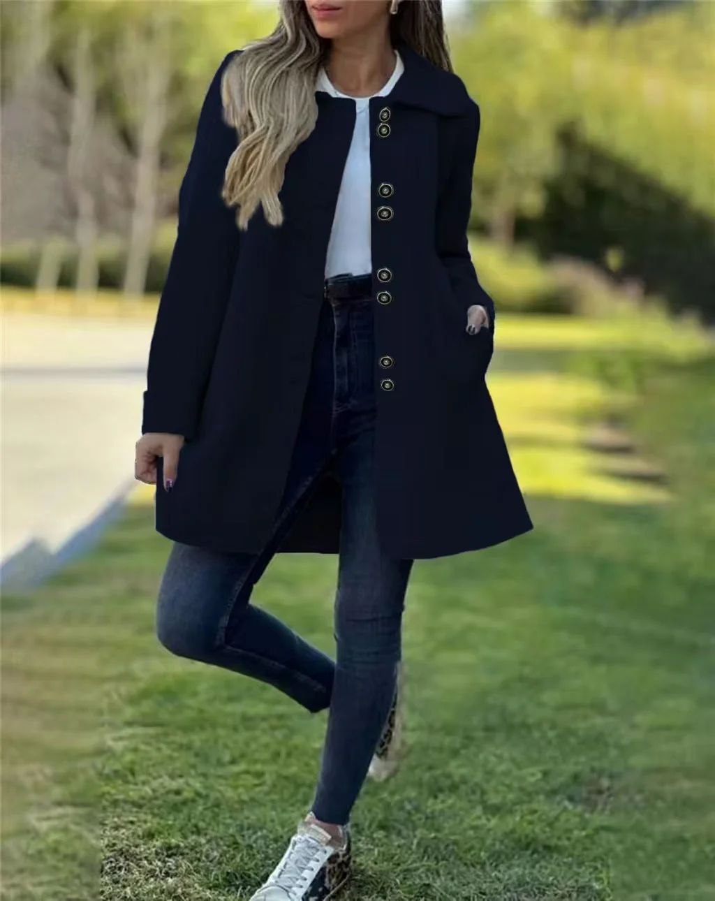 Warm Women Wool Coat - A Line, Polar Fleece, For Winter - Image 7