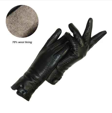 Warm Womens Leather Gloves - Tailored, Rabbit Lined - Image 2