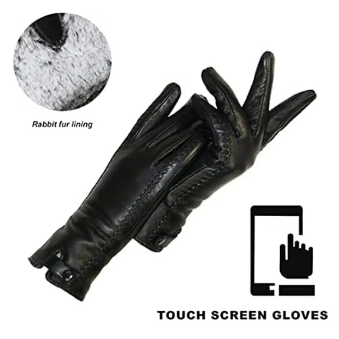 Warm Womens Leather Gloves - Tailored, Rabbit Lined - Image 3