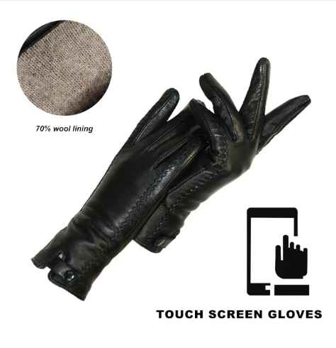 Warm Womens Leather Gloves - Tailored, Rabbit Lined - Image 4