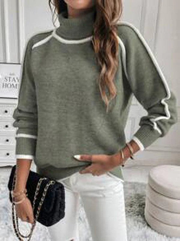 Warm Womens Turtleneck Sweater - Cropped Ribbed Knit - Image 3