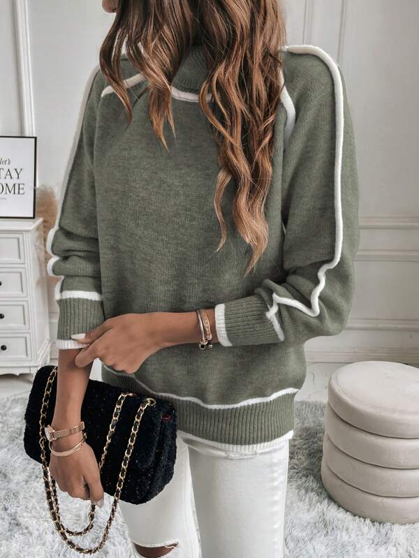 Warm Womens Turtleneck Sweater - Cropped Ribbed Knit - Image 4