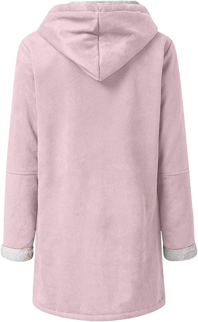 Warm Womens Winter Jacket - Hooded Mid-Thigh, Suede - Image 18
