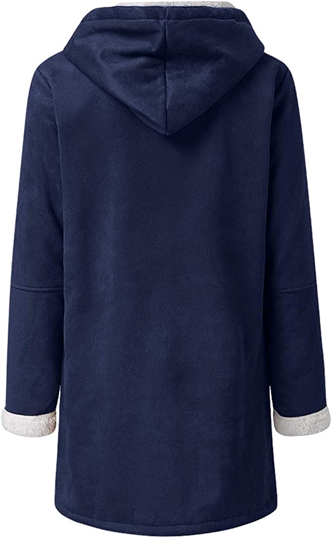 Warm Womens Winter Jacket - Hooded Mid-Thigh, Suede - Image 19