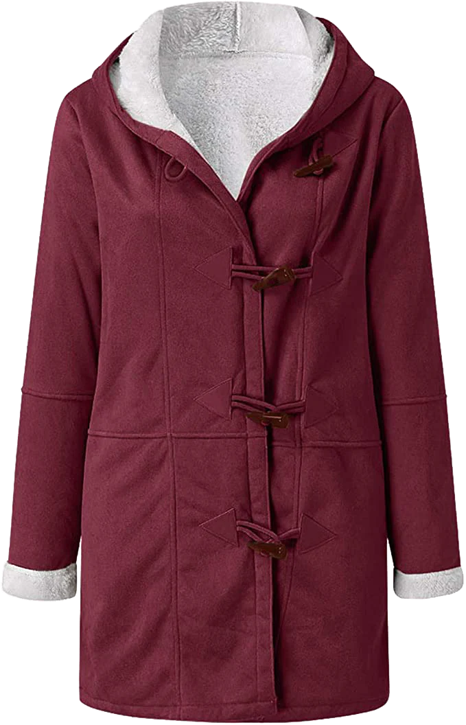 Warm Womens Winter Jacket - Hooded Mid-Thigh, Suede - Image 2