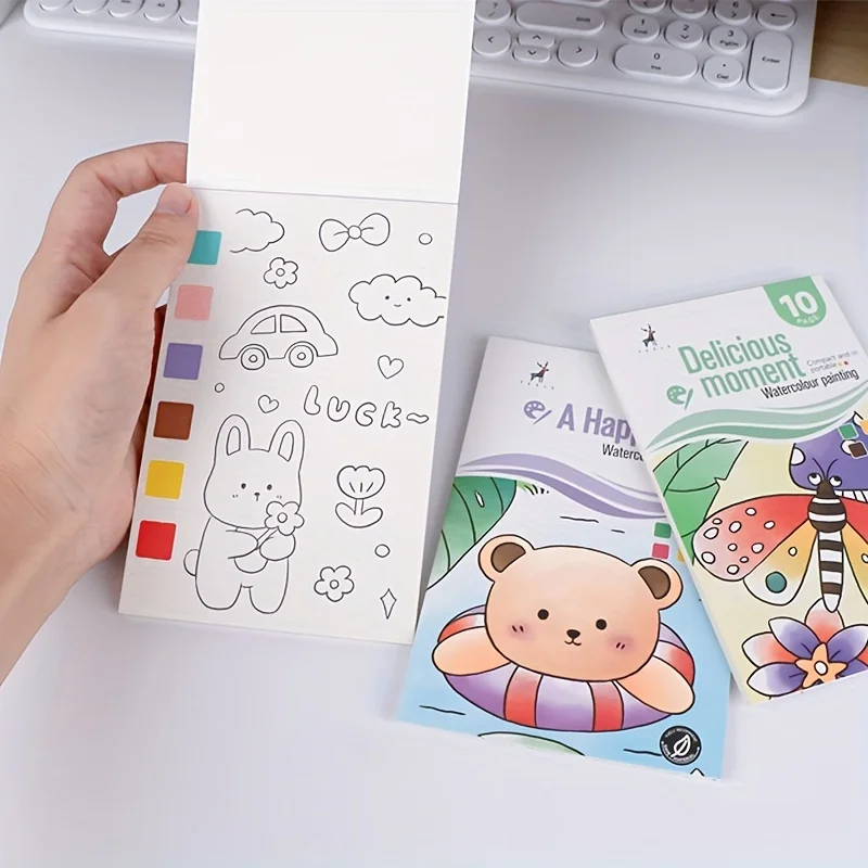 Watercolor Painting Book With Pen Self Contained Water Colors Art Kit For Kids Back To School 2025 Gift - Image 3