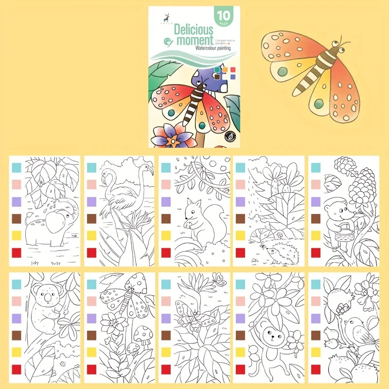 Watercolor Painting Book With Pen Self Contained Water Colors Art Kit For Kids Back To School 2025 Gift - Image 9