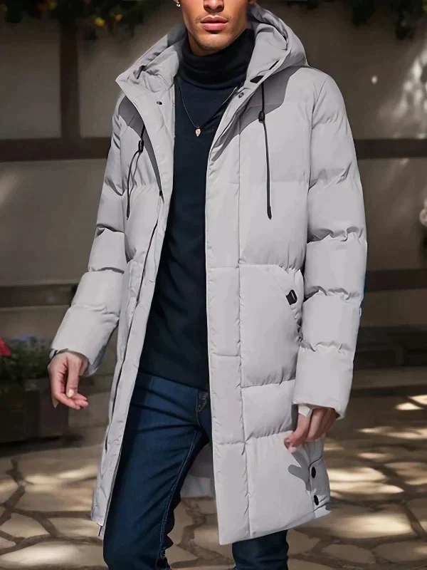 Waterproof Cozy Men's Parka Jacket - Long Quilted, For Cold - Image 2