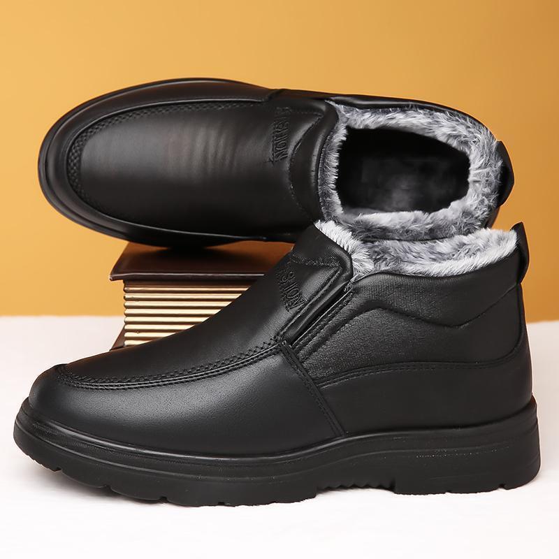 Waterproof Cozy Mens Slip-On Shoes - Faux Leather Winter - Image 3