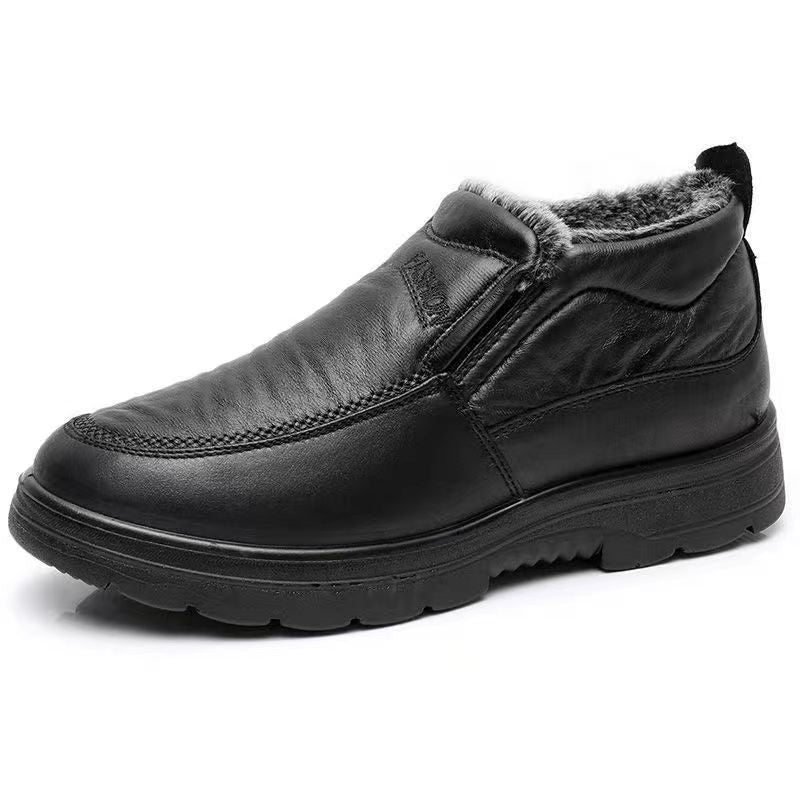 Waterproof Cozy Mens Slip-On Shoes - Faux Leather Winter - Image 5