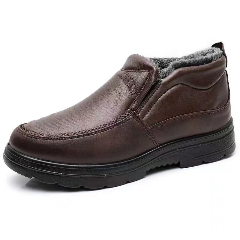 Waterproof Cozy Mens Slip-On Shoes - Faux Leather Winter - Image 6