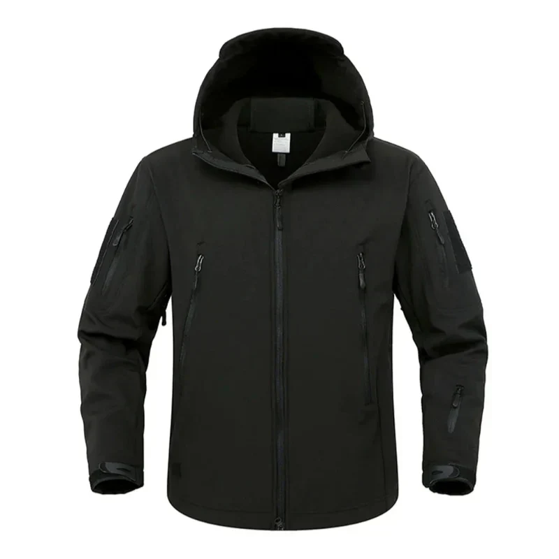 Waterproof Lined Men’s Jacket - Hooded Softshell Fleece - Image 3