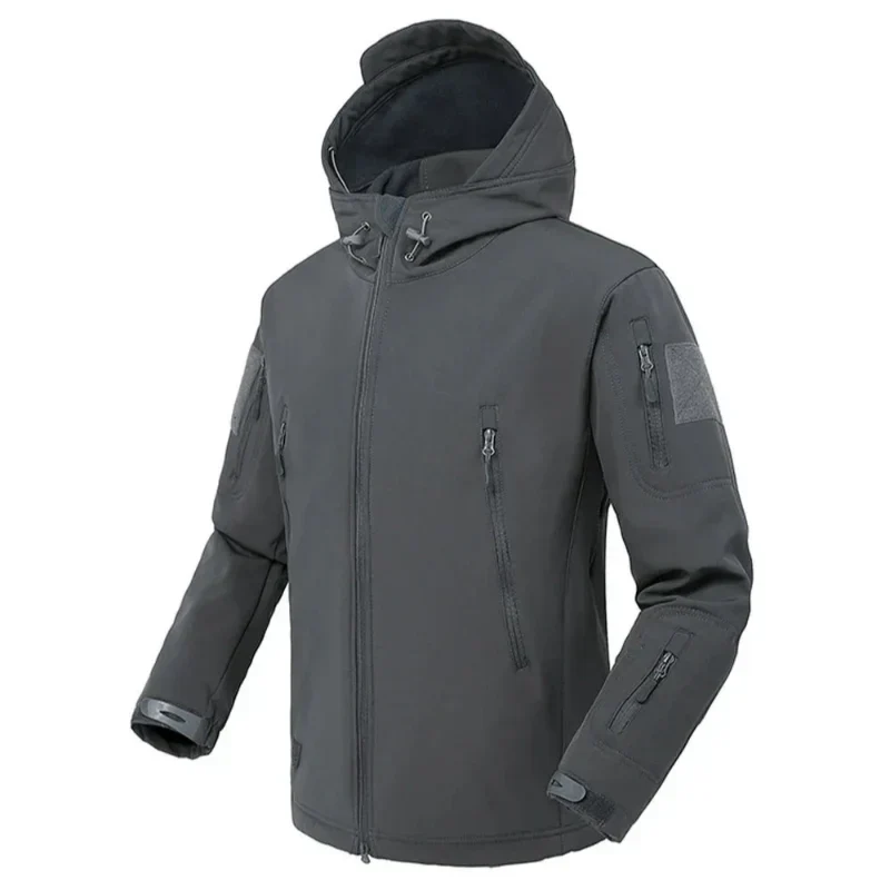 Waterproof Lined Men’s Jacket - Hooded Softshell Fleece - Image 5
