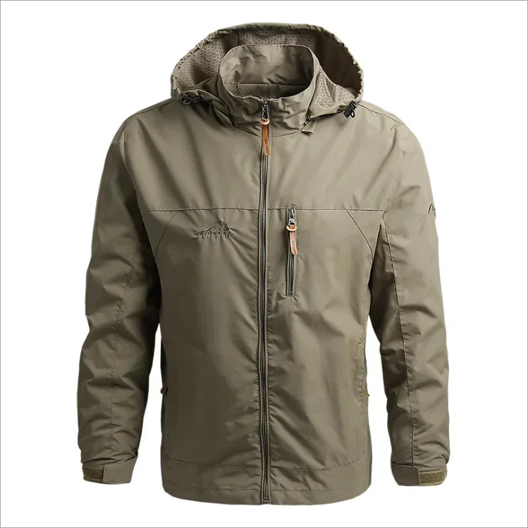 Waterproof Men Jacket – Hooded Windbreaker, Polyester, Autumn - Image 4