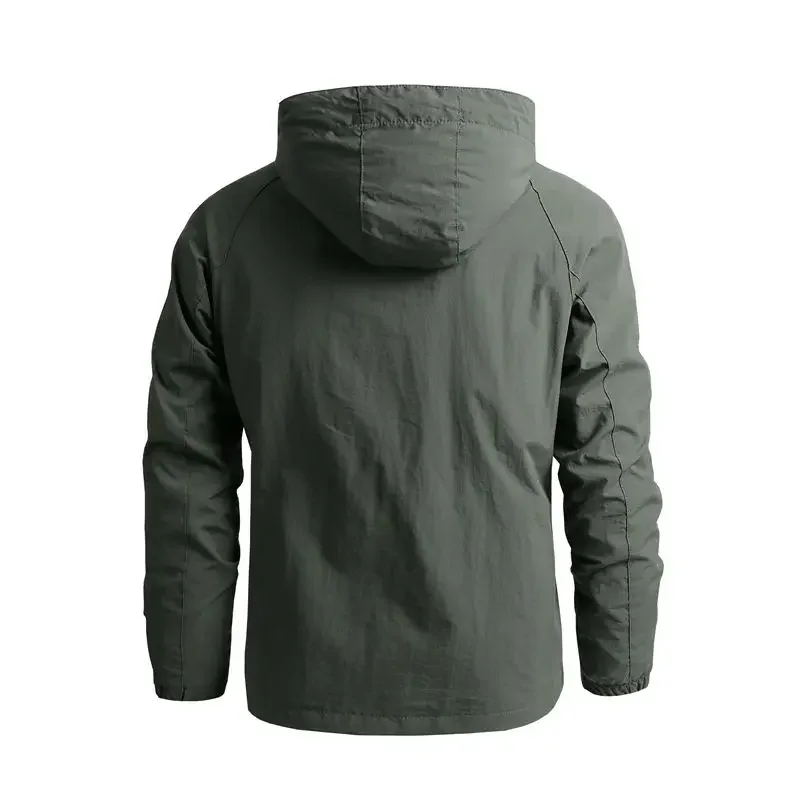 Waterproof Men Jacket- Hooded Windbreaker Polyester Camping - Image 3
