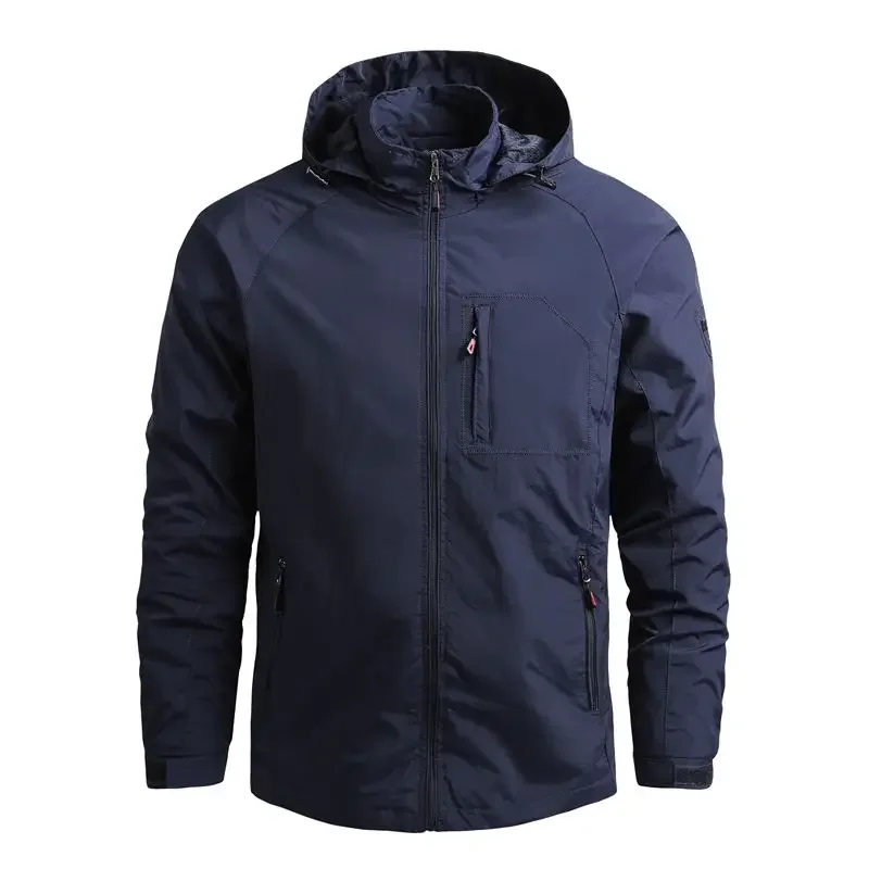 Waterproof Men Jacket- Hooded Windbreaker Polyester Camping - Image 6