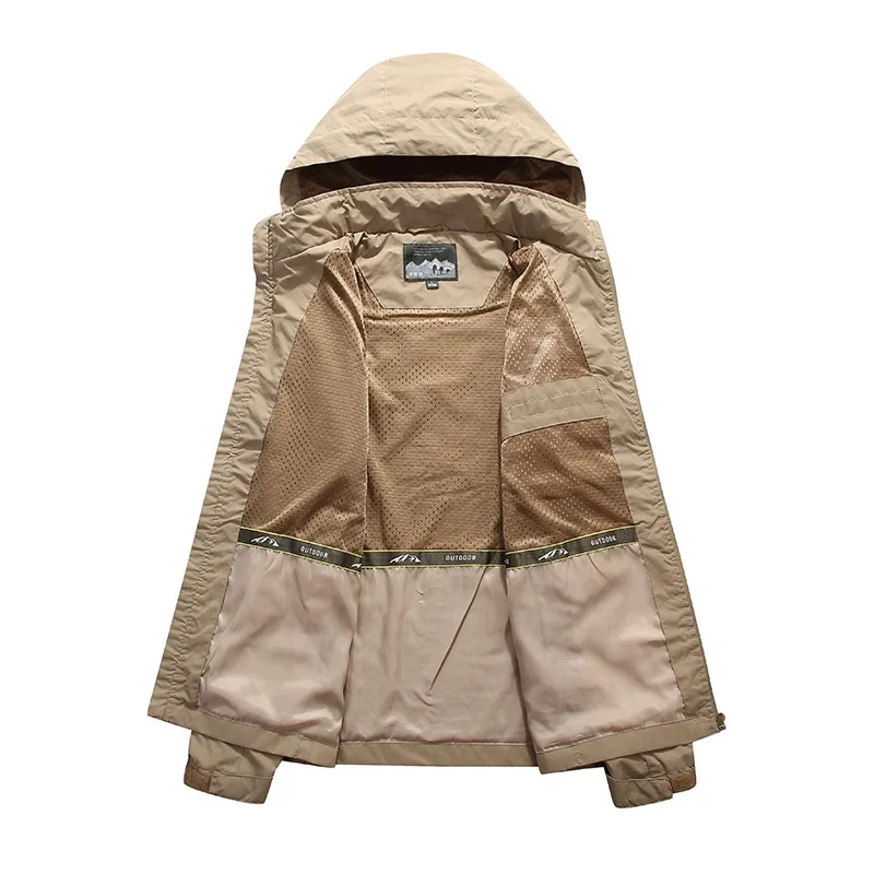 Waterproof Men Jacket- Hooded Windbreaker Polyester Camping - Image 7