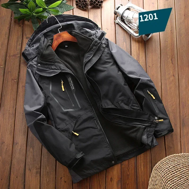 Waterproof Men's 2 In 1 Jacket - Softshell Fleece Hiking - Image 11