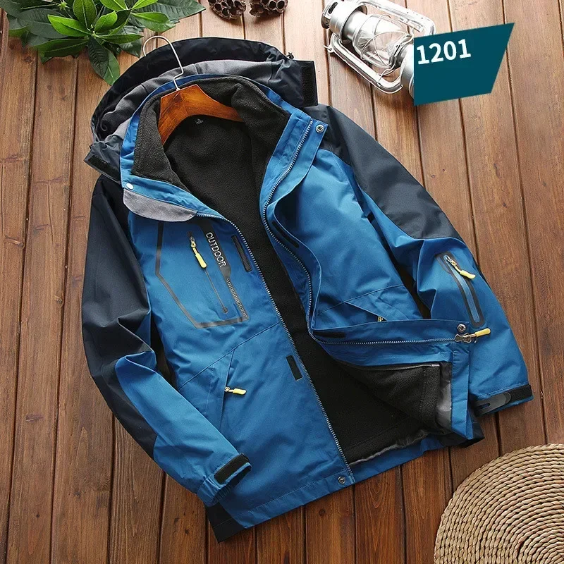 Waterproof Men's 2 In 1 Jacket - Softshell Fleece Hiking - Image 15